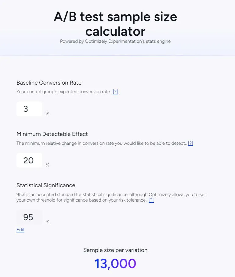Optimizely Web Experimentation Minimum Detectable Effect